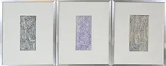 Drie werken van Eef de Weerd, 3x Abstract, Potlood op papier