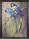 Th. de Waalt, Ara's op tak, Pastel op papier