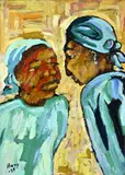 Harry Mutasa, Twee vrouwen, 1973, Olieverf op paneel