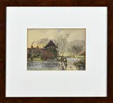 Pieter van Borselen, Hollands wintergezicht, Aquarel op papier