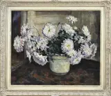 Evert Moll, Bloemstilleven chrysanten, Olieverf op linnen