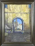 H. Mansveld, Pastel, Pastel Stadspoort met markt en figuren
