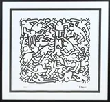 Drukwerk naar Keith Haring, Verstrengelde figuren, Litho op papier