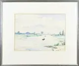 A. Torie, IJsselgezicht, Aquarel op papier