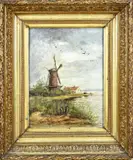 W. van Pelt, Landschap met windmolen, Olieverf op paneel
