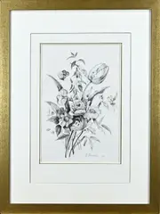 E. van der Ven, Wilde bloemen compositie, 1910, Tekening op papier