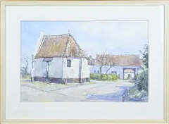 H.E. Roodenburg, Boerderij met kapel, Aquarel op papier