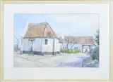 H.E. Roodenburg, Boerderij met kapel, Aquarel op papier