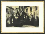 A. Durand-Rosé, Interieur met figuren, Houtskool op papier