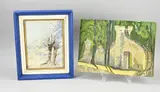 Twee schilderijen, Winter/Kasteelmuur, Olieverf op board