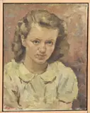 Cor Veenstra, Portret meisje, Olieverf op linnen