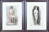 Twee werken van Flip Hamers, 2x Vrouwelijk naakt, 2x Aquarel op papier