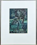 M. de Leeuw, Landschap voorstelling, Aquarel op papier
