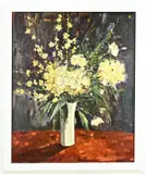 Th. den Hartogh, Vaas met gele bloemen, Olieverf op linnen