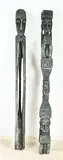 H 185 cm. by Twee grote houtgestoken Afrikaanse beelden met totems, offered Apr 2024