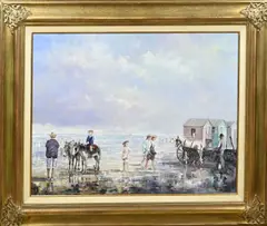 Jan Hovener, Figuren op strand, Olieverf op paneel