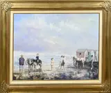 Jan Hovener, Figuren op strand, Olieverf op paneel