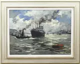 Jan Korthals, Rotterdamse haven met vrachtschepen