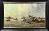 G.J. Delfgaauw, Haven Rotterdam, Olieverf op linnen