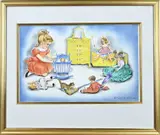 B. Midderig Bokhorst, Interieur kinderkamer met speelgoed, Aquarel op papier