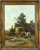 C. Verschuur, Landarbeiders aan het hooien, Olieverf op linnen