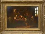 Charles de Groux, Boeren interieur, Olieverf op paneel