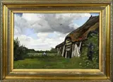 P.P. Schiedges, Boerenschuur, Olieverf op linnen