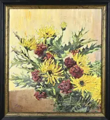 Harry Lips, Bloemen, Olieverf op linnen