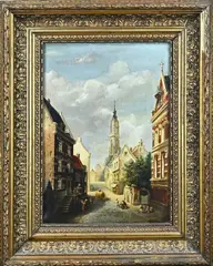 J.J. Vielvoye, Stadsgezicht, Olieverf op linnen
