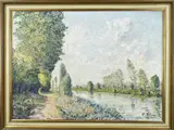 Edouard Febure, Riviergezicht Frankrijk, Olieverf op linnen