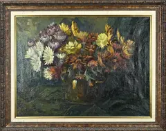 Hans Grütter, Vaas met bloemen, Olieverf op linnen