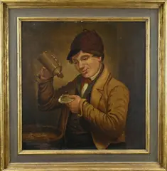 Onduid. gesig., Jongeman eet oester, Olieverf op linnen
