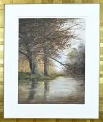H. Berlage, Waterpartij, Aquarel op papier