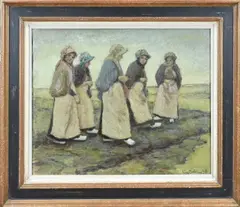 Cees Bolding, Vrouwelijke landarbeiders, Olieverf op linnen