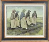 Cees Bolding, Vrouwelijke landarbeiders, Olieverf op linnen