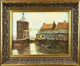 G. v.d. Meer, Toren van Enkhuizen, Olieverf op linnen