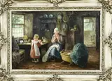 J. v.d. Brink, Larens interieur, Olieverf op linnen