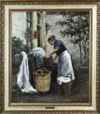 J. Brugman, Wassende vrouw, Olieverf op linnen