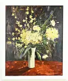 Th. den Hartogh, Vaas met gele bloemen, Olieverf op linnen