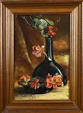 A. Bijljans, Bloemstilleven met fles, 1936, Olieverf op paneel