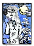 Aimée Crince le Roy, Bruid met maanman, Houtsnede/Lithografie op papier