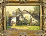 J. van Warmenhoven, Boerderij met waterpomp, Olieverf op linnen