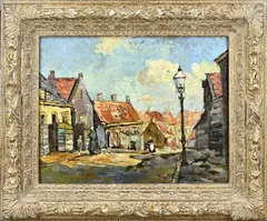 Hollandse School, Stadsgezicht Scheveningen, Olieverf op linnen