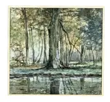 Arnold Marc Gorter, Plasgezicht in bos, (Delden?) Aquarel op papier