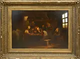 Charles de Groux, Boeren interieur, Olieverf op paneel