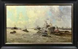 G.J. Delfgaauw, Haven Rotterdam, Olieverf op linnen