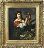 R. Haidland, Vrouw met wild en fruit