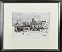 Jan Korthals, Philips Gloeilampen Fabriek Eindhoven, Aquarel op papier