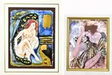 2x Jacob Gildor, 2x Vrouwen voorstelling, Olieverf op linnen + aquarel op papier