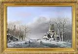 Thomas Heesakkers, Hollands wintergezicht met ijspret, 1946, Olieverf op paneel